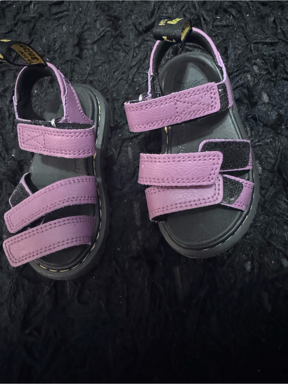 Dr. Martens Kids Purple Triple-Strap Velcro Sandals size 8